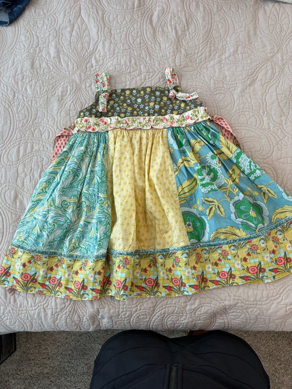 Matilda Jane Multi-Pattern Floral Patchwork Dress - Yellow, Blue, Green